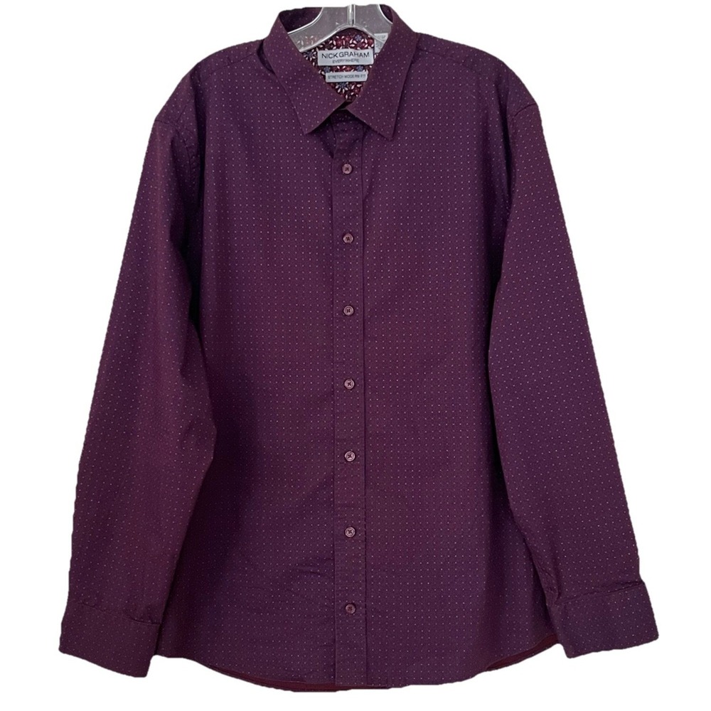 Nick Graham Everywhere Mens Shirt 17-17.5 XL Long Stretch Modern Fit Long Sleeve